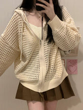 Knit All Over Cutout Hooded Cardigan