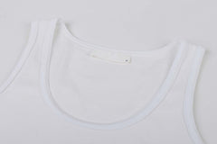 Star Embroidered Rib Cropped Tank Top