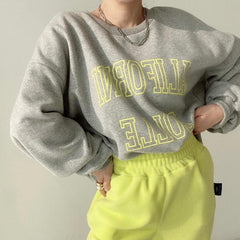 Crew Neck Letters Graphic Sweatshirt