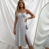 Sexy suspender halter ruffle dress