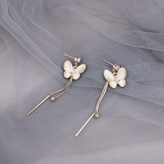 Opal Butterfly Fringe Earrings