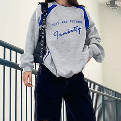 Contrast Letter Graphic Pullover Sweatshirt