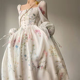 Puff Long Sleeve Floral Maxi Dress