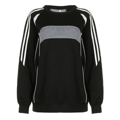 Preppy Contrast Color Splice Sweatshirt