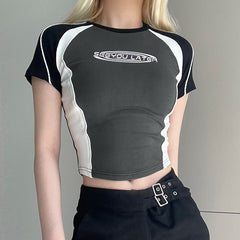 Logo Print Patchwork Short Sleeve Tee