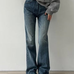 Versatile Vintage Blue High Waist Flare Slim Jeans