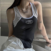 White Logo Cropped Tank Top