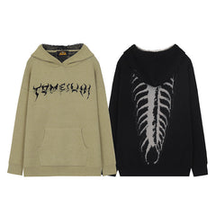 Skull Jacquard Hooded Pullover Sweater