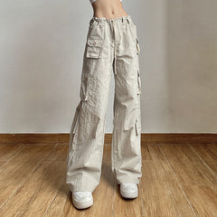 Washed Pocket Solid Cargo Pants