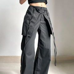 Patchwork Baggy Parachute Cargo Pants