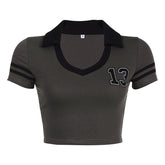 Vintage Striped Logo Crop Top