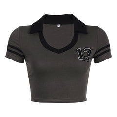 Vintage Striped Logo Crop Top