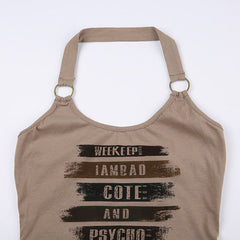 Patchwork Printed Halter Cropped Tank Top