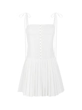 French Breasted Lace Up Pleated Mini Dress