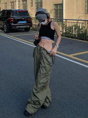 Tie Strap Parachute Baggy Cargo Pants