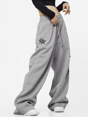 Star Patch Baggy Gray Sweatpants