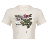 Vintage Floral Print Short Sleeve Tee