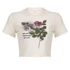 Vintage Floral Print Short Sleeve Tee