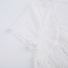 White Tie Strap Mesh Crop Top