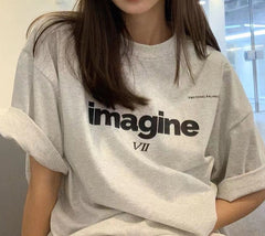 Vintage Letter Print Oversized Tee