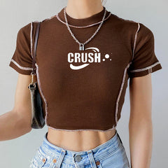 Stitch Detail Ribbed Crop Top