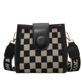 Checkerboard Leopard Print Square Bag