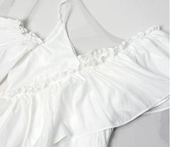 Sling ruffled off-shoulder slim dress