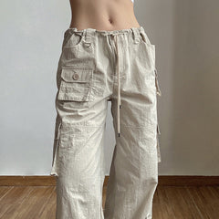Washed Pocket Solid Cargo Pants