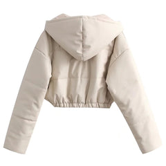 Zipper Hooded Crop Puffer Jacket