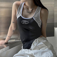 White Logo Cropped Tank Top