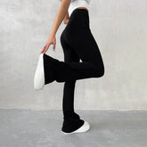 Rib Knit High Waist Flare Pants
