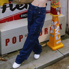 Stitched Detail Straight Leg Cargo Jeans