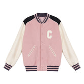 Letter Embroidered Vintage Baggy Varsity Jacket
