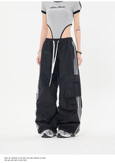 Vintage Side Striped Baggy Cargo Sweatpants