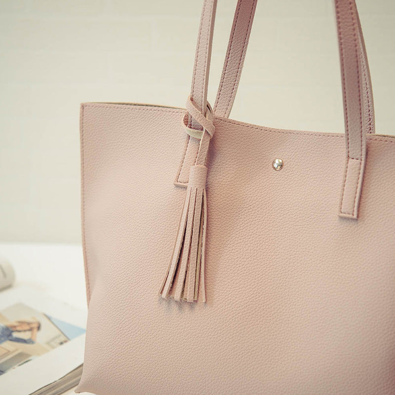 Pink Time Tassel Buckle Single Shoulder Bag
