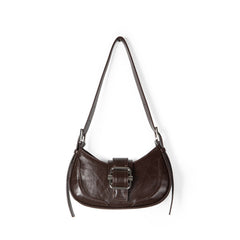 Buckled Strap Pu Leather Shoulder Bag