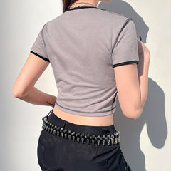 Stitched Star Print Baby Crop Top