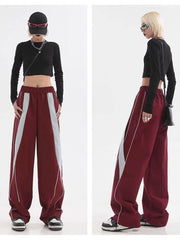 Piping Patchwork Baggy Sweatpants
