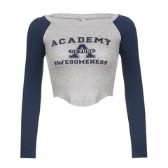 Academy Raglan Long Sleeve Crop Top