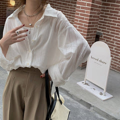 Versatile Textured Thin Long Sleeve Blouse