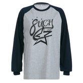 Raglan Star Print Oversized Long Sleeve Tee