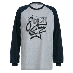 Raglan Star Print Oversized Long Sleeve Tee