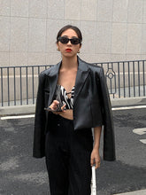 Pu Leather Casual Short Blazer Jacket