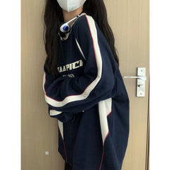 Preppy Contrast Color Splice Sweatshirt