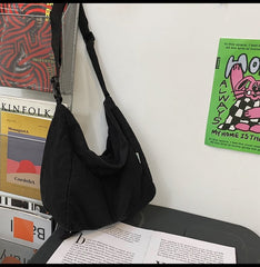 Washed Large Canvas Crossbody Bag