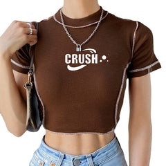 Stitch Detail Ribbed Crop Top