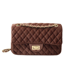 Solid Color Velvet Quilted Bag