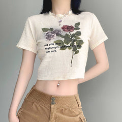 Vintage Floral Print Short Sleeve Tee