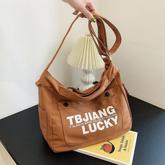 Letters Large Canvas Crossbody Bag