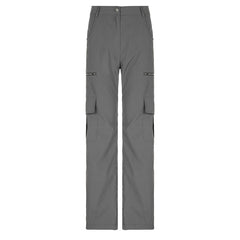 Zipper Pocket High Waist Cargo Pants